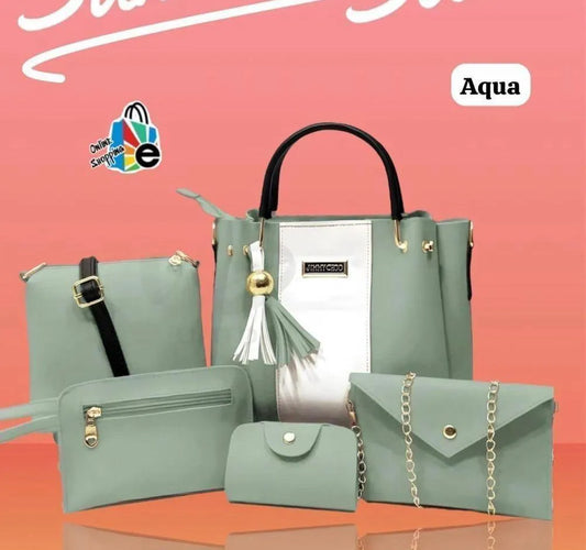 Women's PU Leather Plain Hand Bag Set